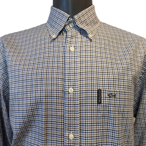 PAUL & Shark Yachting blue micro plaid button down shirt size 44 - Picture 1 of 9